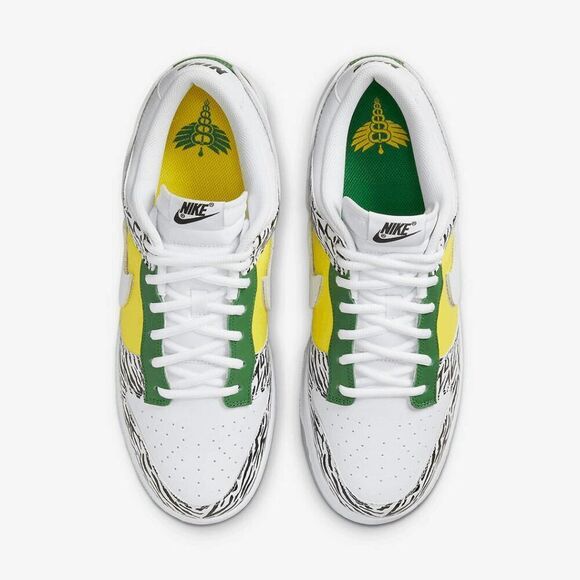 Nike Men's Dunk Low Doernbecher 2022 Sneakers - White/Green/Yellow 11.5 - Picture 10 of 13